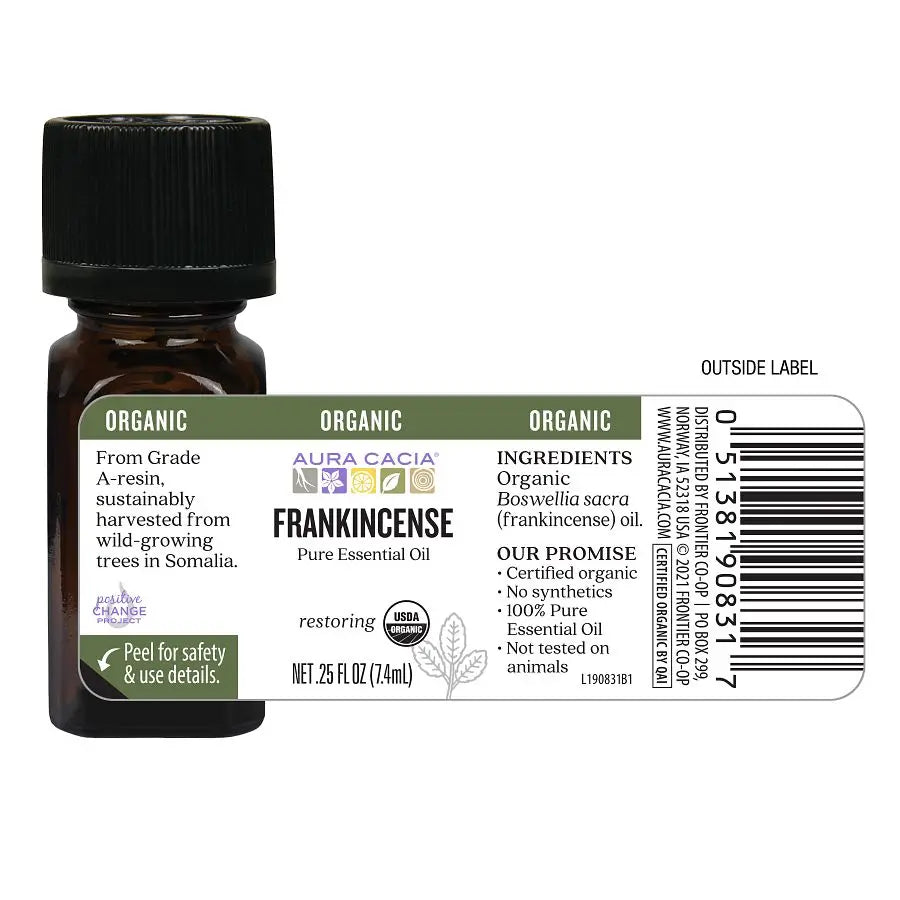 Aura Cacia - Organic Essential Oil - Frankincense - .25 Fl Oz