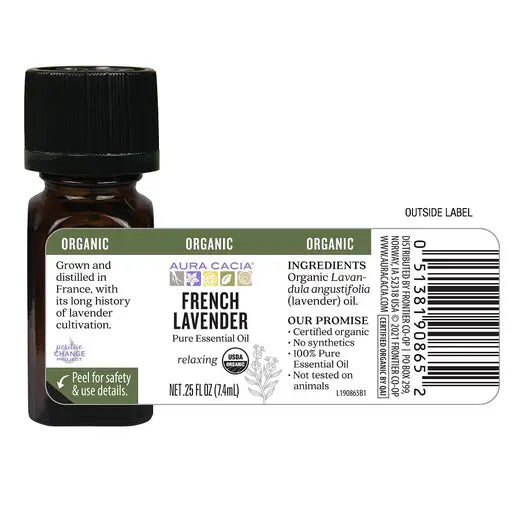 AURA CACIA ORGANIC FRENCH LAVENDER ESSENTIAL OIL 0.25 FL. OZ
