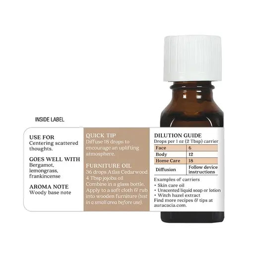 AURA CACIA ATLAS CEDARWOOD ESSENTIAL OIL 0.5 FL. OZ.