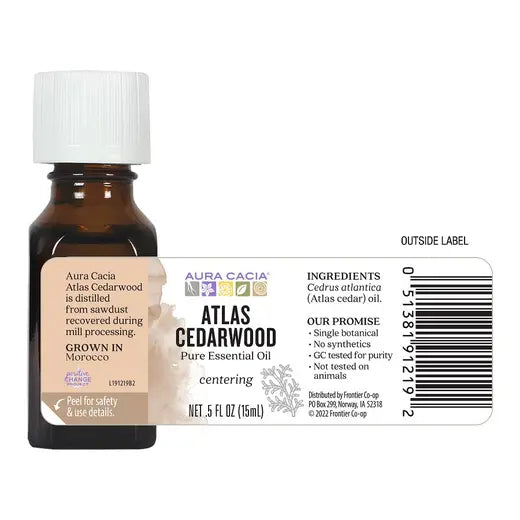 AURA CACIA ATLAS CEDARWOOD ESSENTIAL OIL 0.5 FL. OZ.