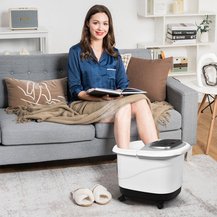 Portable All-In-One Heated Foot Spa Bath Motorized Massager-Black - Color: Black