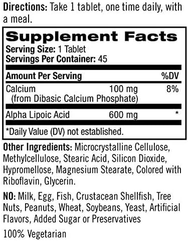 Natrol Alpha Lipoic Acid Time Release - 600 mg - 45 Tablets