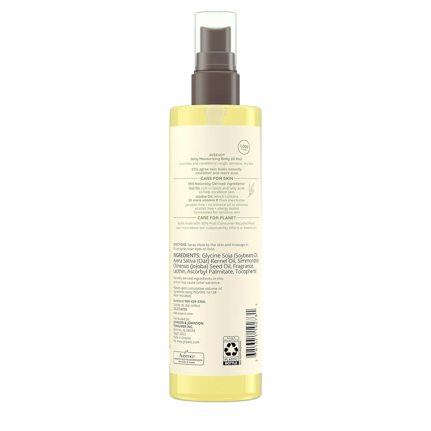 Aveeno Daily Moisturizing Body Oil Mist with Oat Oil, 6.7 fl oz