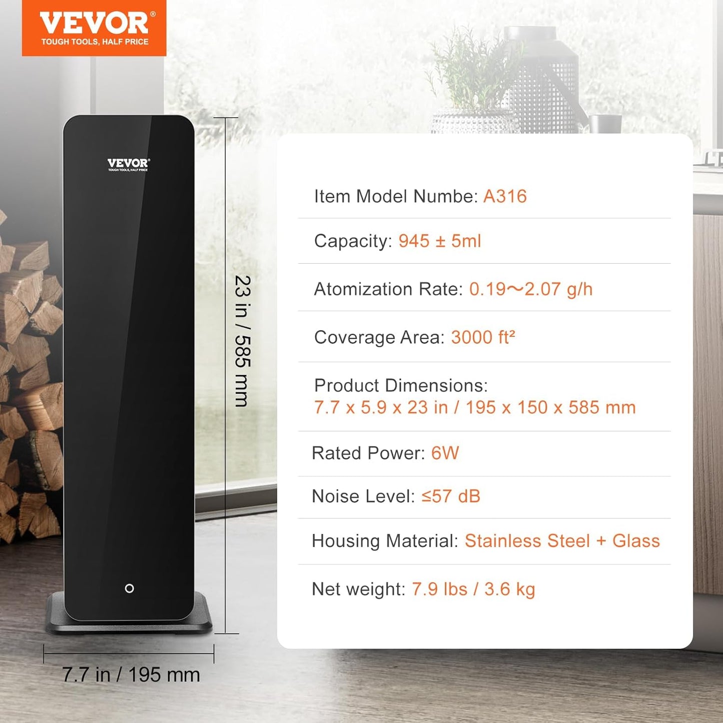 VEVOR Scent Air Machine for Home, 950ml Bluetooth Smart Cold Air Diffuser, 3000sq.ft Waterless Essential Oil Scent Air Diffuser, Floor Standing Aromatherapy Machine for Large Room, Office, Hotel