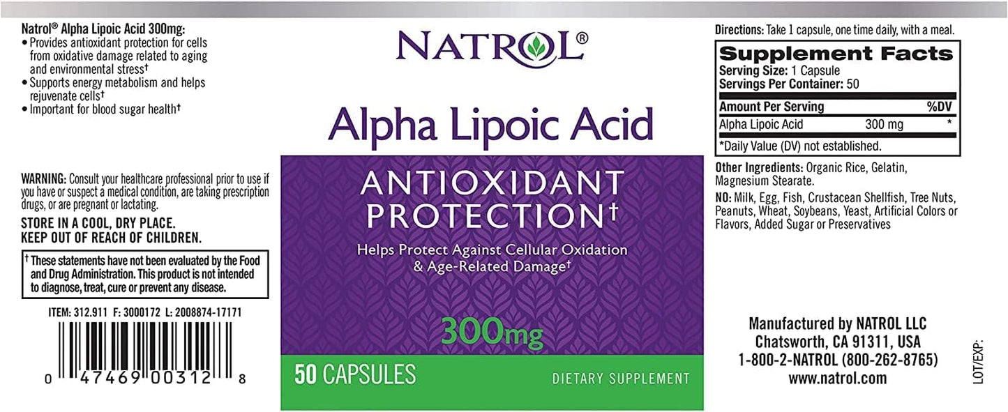 Natrol Alpha Lipoic Acid 300Mg (1x50 CAP)
