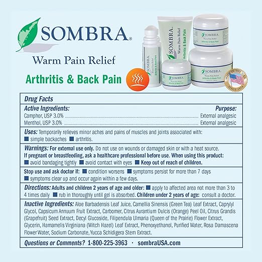 Sombra Warm Pain Relief Arthritis & Back Pain4 oz Tube