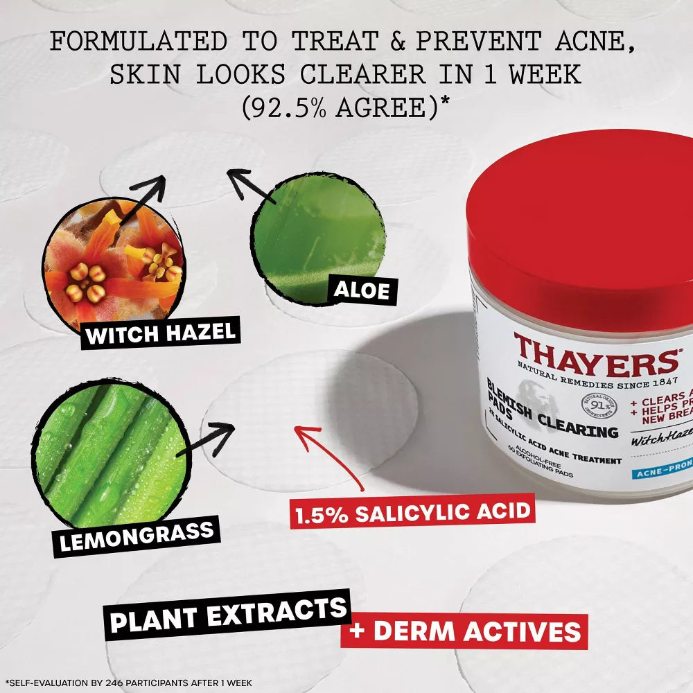 Thayers Natural Remedies Witch Hazel Blemish Pads - 60ct