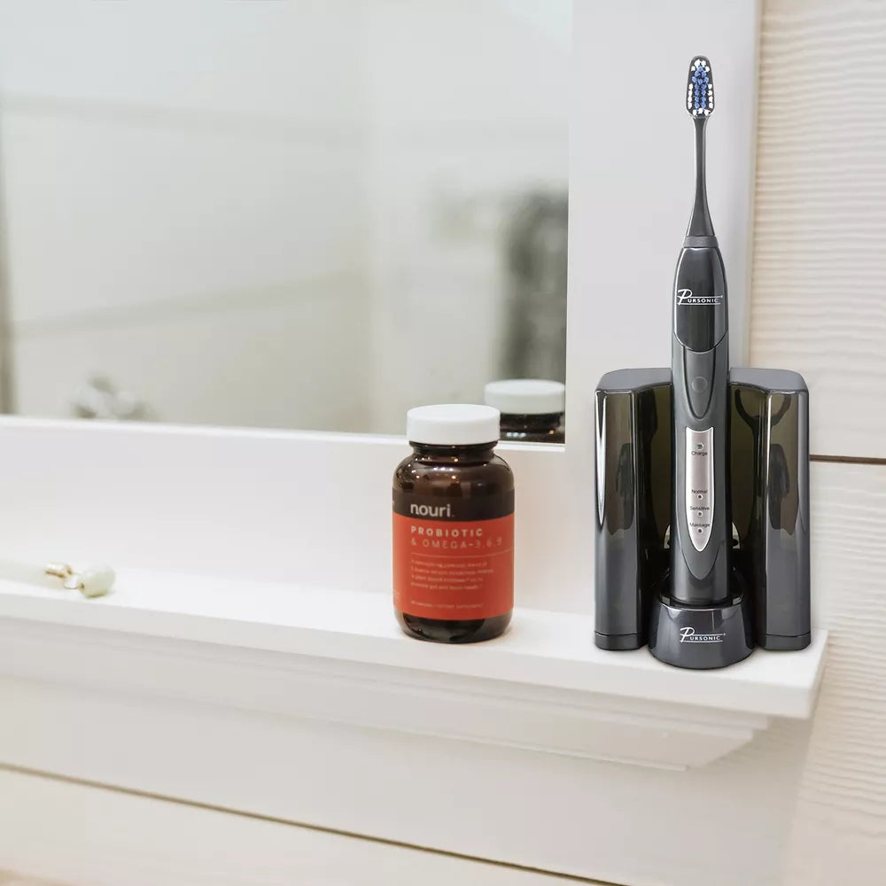 Pursonic Black Rechargeable Electric Toothbrush with Bonus Value Pack