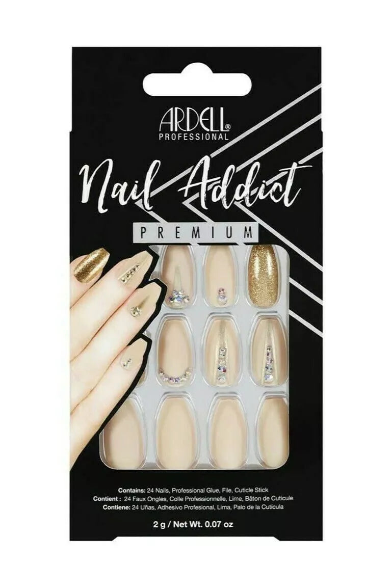 Ardell Nail Addict Premium Artificial Nail Set, Nude Jeweled