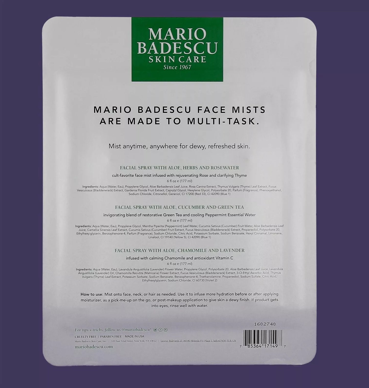Mario Badescu Facial Mist Spray 3 Jumbo Pack Exclusive - 6OZ EACH