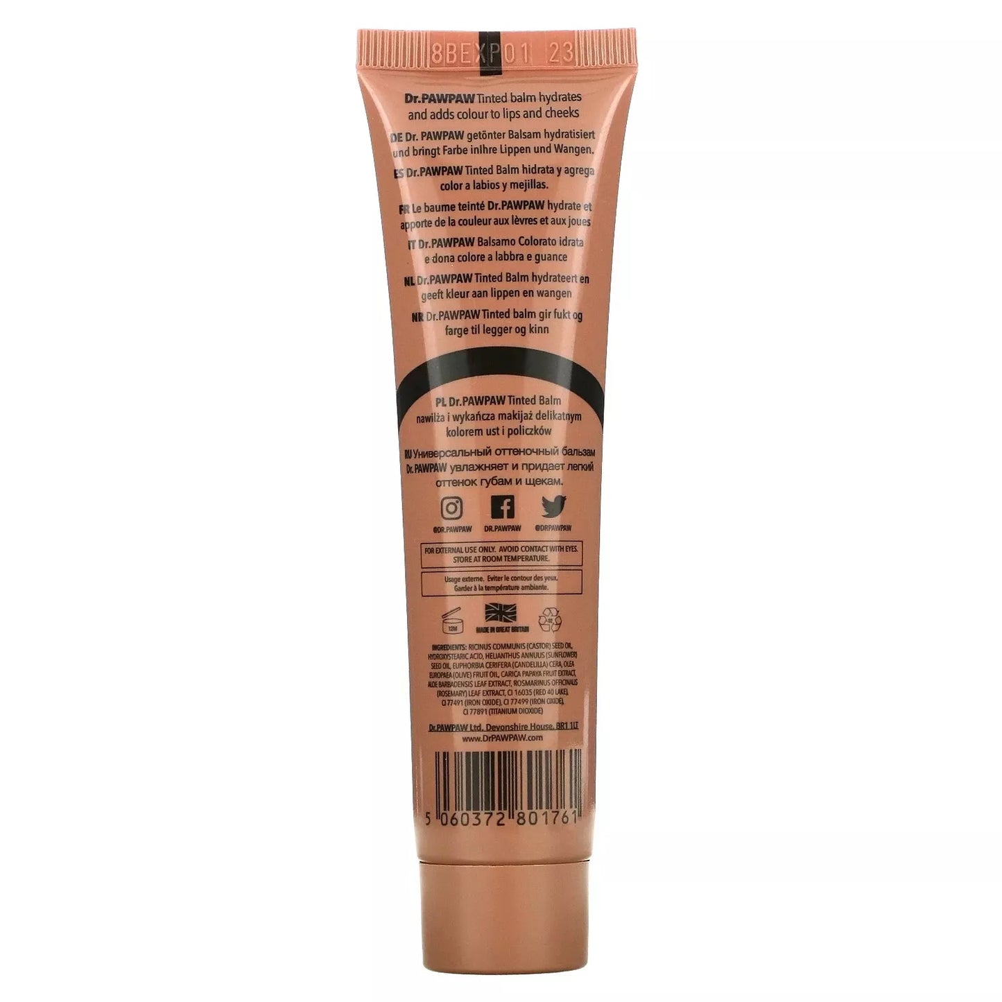 Dr. Pawpaw Multi-Purpose Balm for Lips, Skin, Hair, Nails, 25 ml Rich Mocha