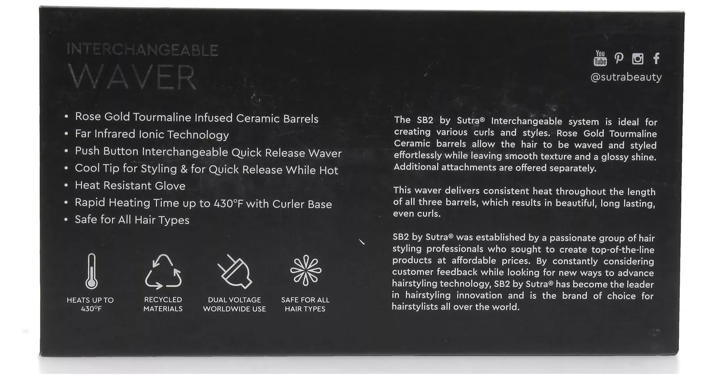 Sutra SB2 Interchangeable Styler Waver Jumbo Triple Barrel Rose Gold