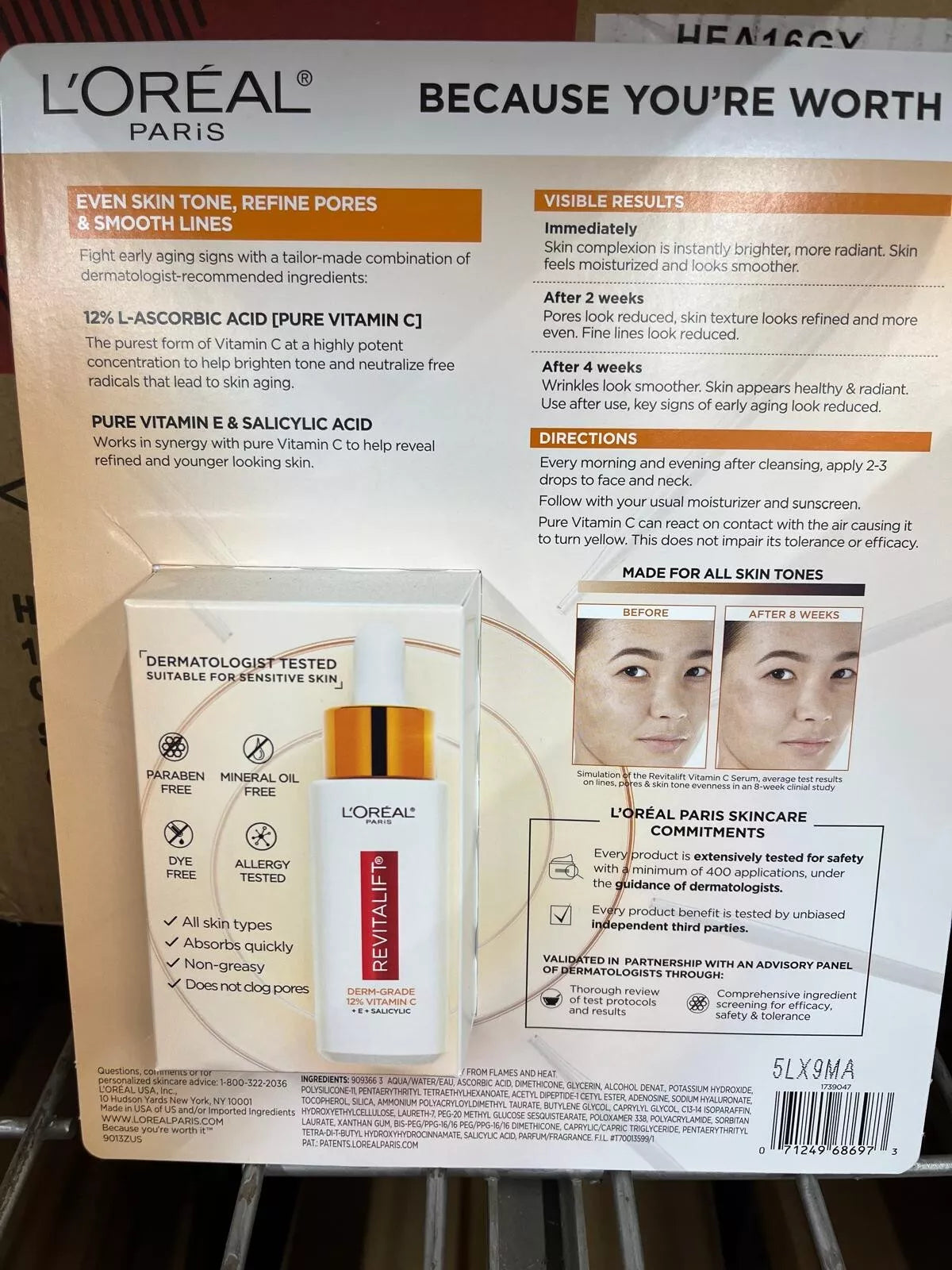 L'Oreal Revitalift 12% Vitamin C, E, Salicylic Acid Serum, 1.0 fl. Oz.2 pack