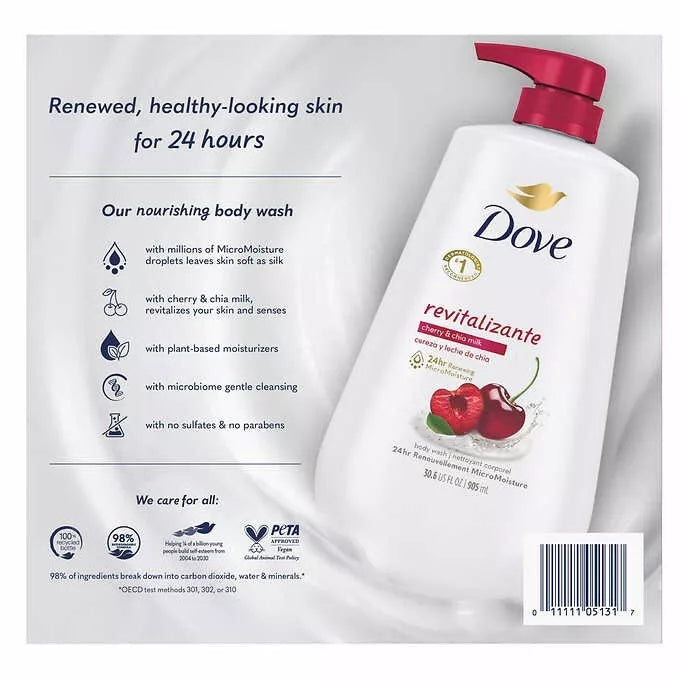 Dove Cherry and Chia Milk Body Wash 2-pack (30.6 fl oz each)
