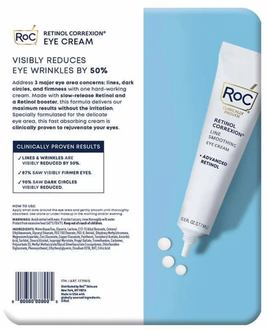 Roc Retinol Correxion Eye Cream 3 In 1 Eye Renewal Wrinkle Reducing 3 Pack
