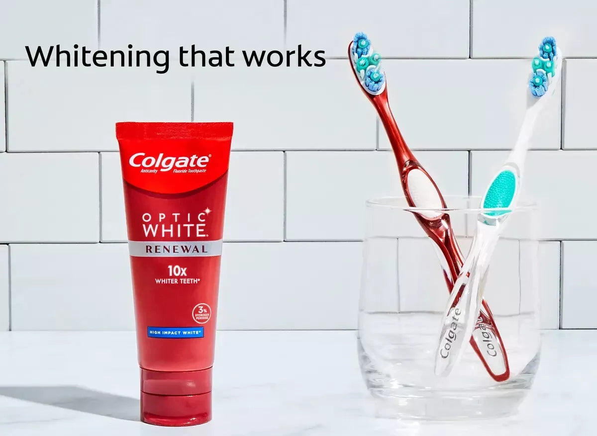 Colgate Optic White Renewal 10X Whiter Teeth Toothpaste Stain Prevention