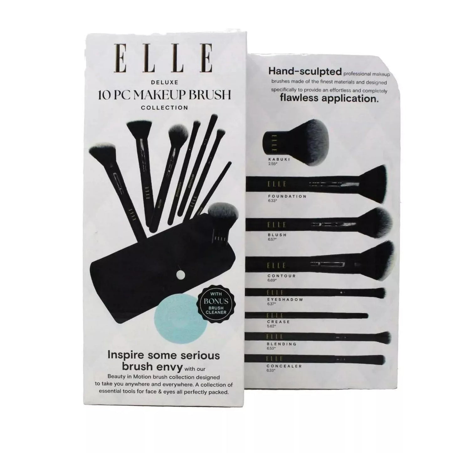Elle Deluxe 10 Piece Makeup Brush Collection W/ Bonus Brush Cleaner