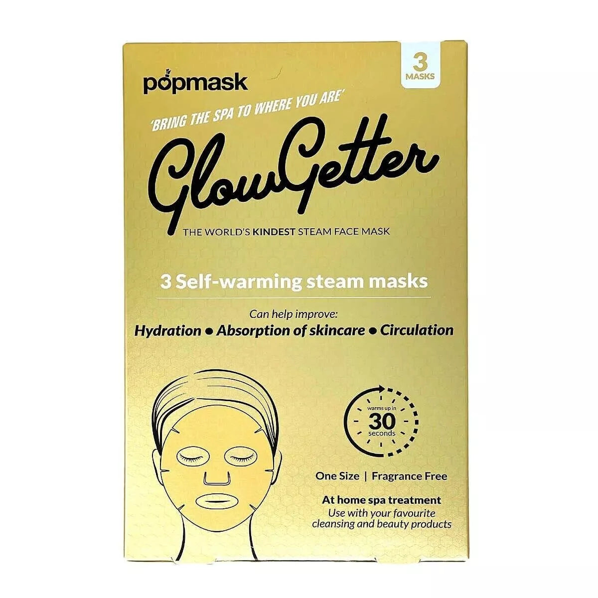 Popmask Glowgetter Self-Warming Steam Masks 3 count