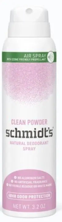 Schmidt's Clean Powder Deodorant Spray, 3.2 oz.