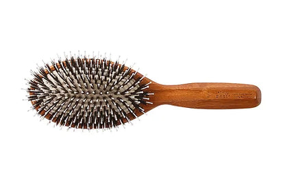 Bass 849I Dark Bamboo | Large Oval Hairbrush with Natural Bristle + Nylon Pin