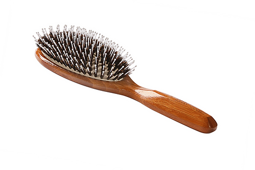 Bass 849I Dark Bamboo | Large Oval Hairbrush with Natural Bristle + Nylon Pin