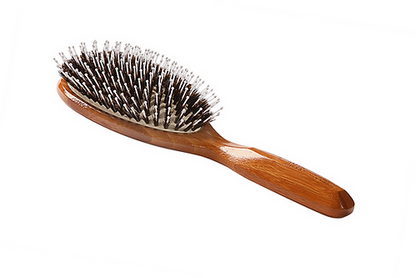 Bass 849I Dark Bamboo | Large Oval Hairbrush with Natural Bristle + Nylon Pin