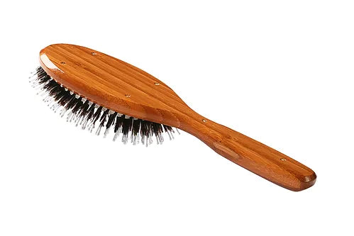 Bass 849I Dark Bamboo | Large Oval Hairbrush with Natural Bristle + Nylon Pin