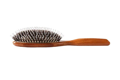 Bass 849I Dark Bamboo | Large Oval Hairbrush with Natural Bristle + Nylon Pin