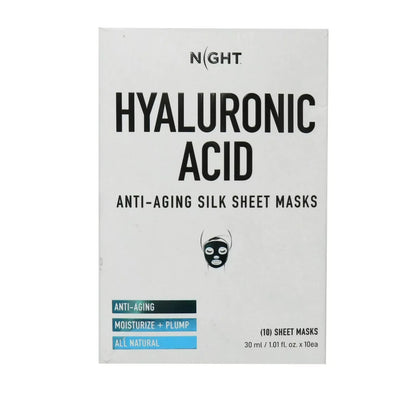 Night Skincare Hyaluronic Acid Anti-Aging Silk Sheet Masks, 20 Pack