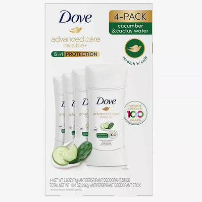 Dove Advanced Care Invisible+ Antiperspirant Deodorant Stick 4pack